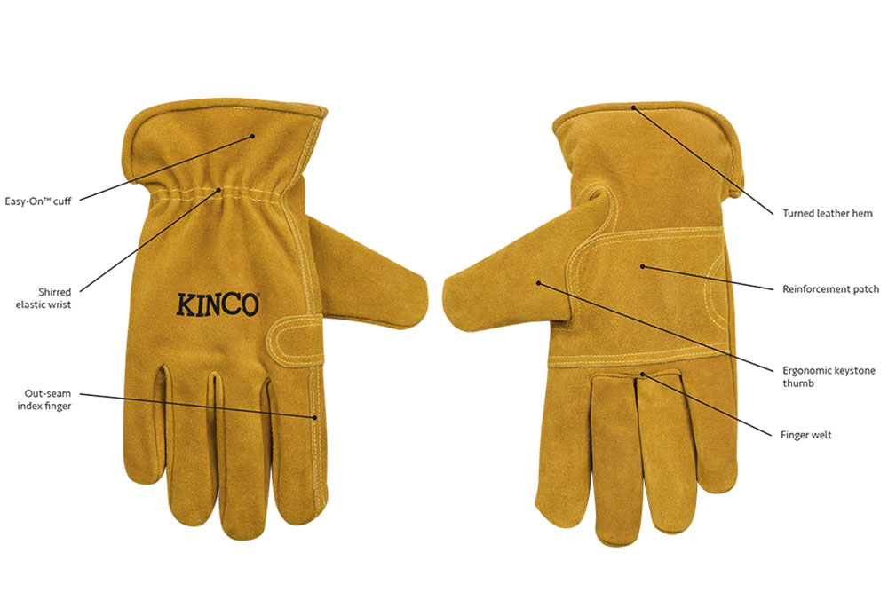 Picture of Kinco Unlined Split Suede Cowhide Driver Gloves with Palm Patch