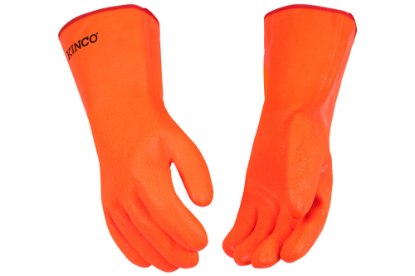 Picture of Kinco 14" Lined Hi-Vis Orange Sandy Finish PVC w/ Gauntlet Cuff Gloves