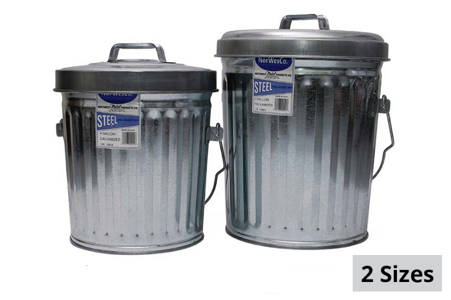 Picture of In The Ditch Galvanized Steel Trash Cans w/ Lids