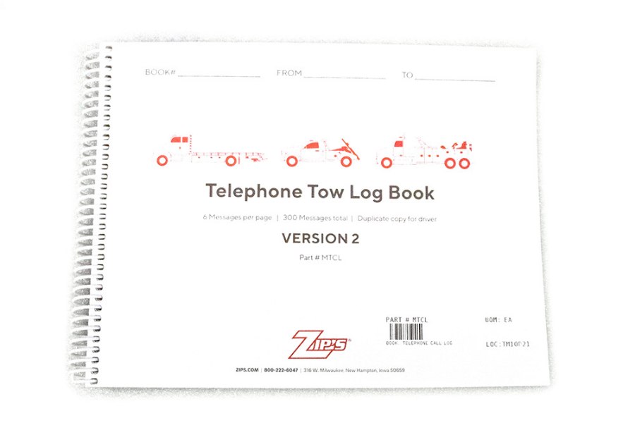 Picture of Zip's Telephone Tow Log Book