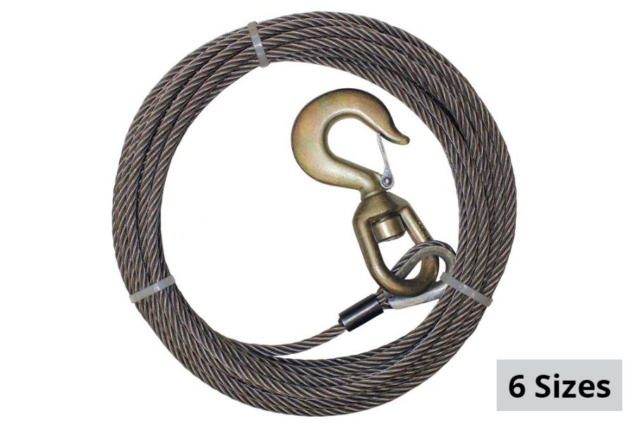 Picture of B/A Products Steel Core Winch Cable with Swivel Hook