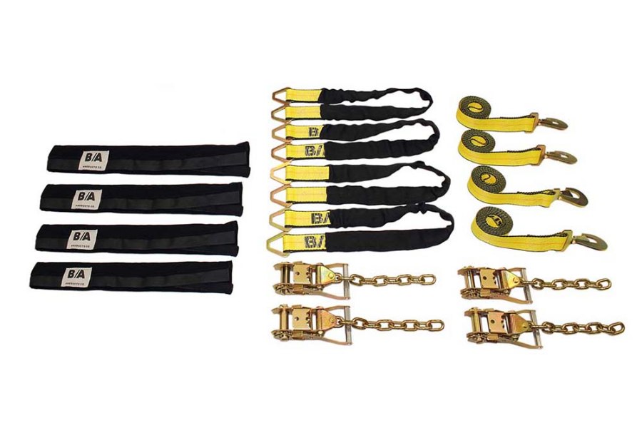 Picture of B/A Products 4-Point Axle Tie-Down with Twisted Snap Hooks and Ratchets with 
Chains
