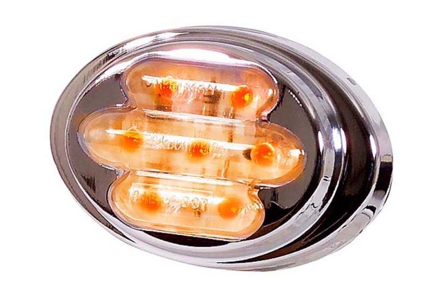 Picture of Maxxima 3" x 2" Mini Oval SS Clearance Marker Lights w/ Clear Lens and 7 LEDs