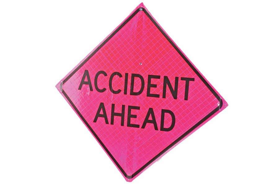 Picture of Sign and Safety Equipment Pink Retroreflective Vinyl "Accident Ahead" Roll-Up
Sign