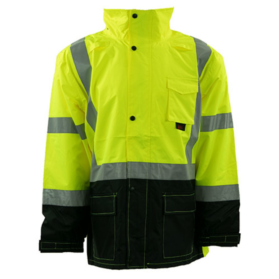 Picture of GSS Safety Premium Class 3 Hooded Rain Jacket with Black Bottom