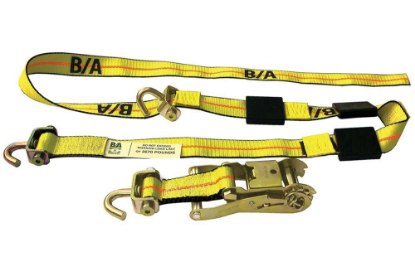 Picture of B/A Products Ratchet Tie Down w/ Swivel J Hooks and Tire Grippers 10'