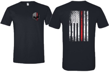 Picture of Zip's Skull and American Flag Shirt, Black/Red, 3XL