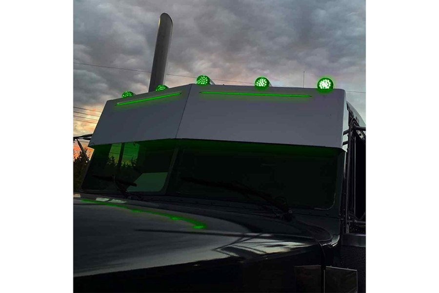 Picture of Trux 14" High/Low Roof Louvered "Glow Trim" Sun Visor - Peterbilt