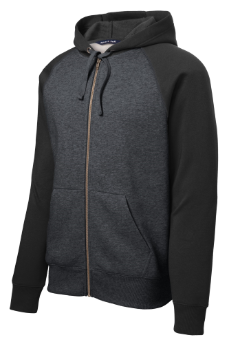 Picture of Sport-Tek Raglan Colorblock Full-Zip Hooded Fleece Jacket