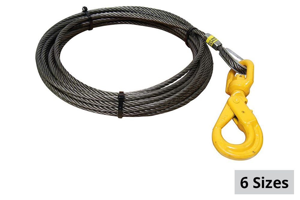 AllGrip Steel Core Winch Cable with SelfLocking Swivel Hook Zip's