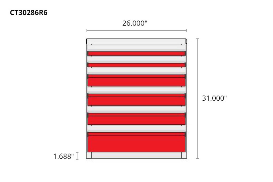 Picture of CTech 6 Drawer Red Toolbox Systems