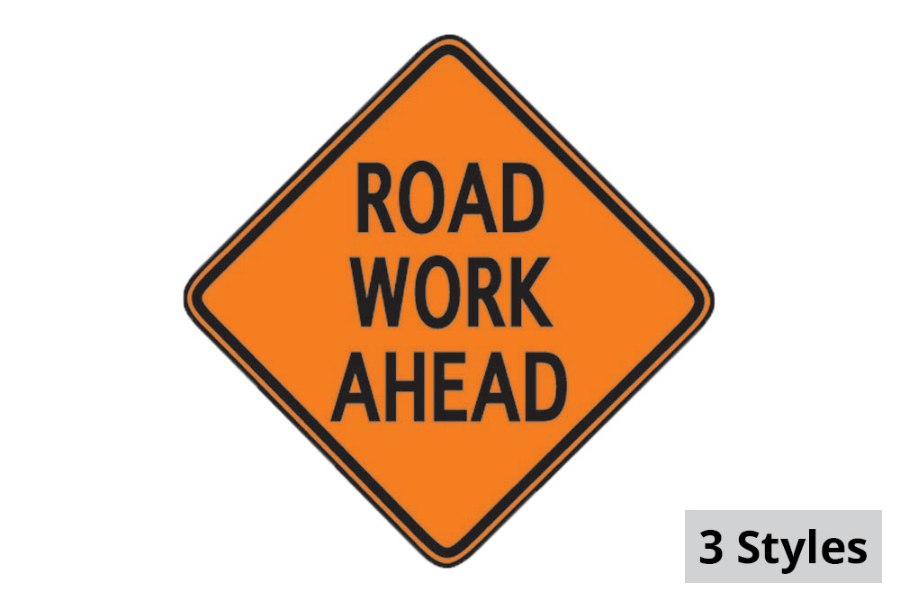 Picture of Sign and Safety Equipment Orange "Road Work Ahead" Roll-Up Sign