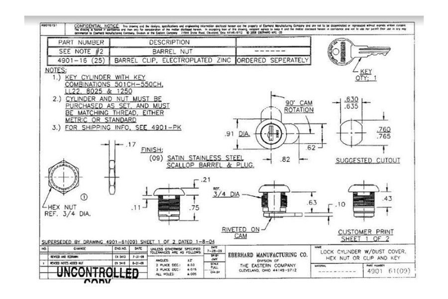 Picture of Ch502 Key Lock Cylinder