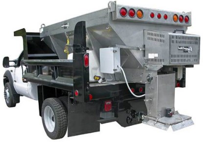 Picture of SaltDogg Slide-In Gas Stailess Steel Hopper Spreader Extended Chute