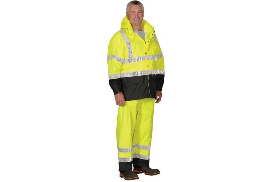 Picture of Kishigo Class 3 Black Bottom Rain Suit, Lime, 2XL/3XL