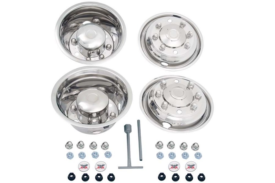 Picture of Phoenix Stainless Steel D.O.T. Dual Wheel Simulator 19.5" x 6.75" 8 Lug 4 HH 33MM Lug Nut Covers for 22mm Lug Nuts