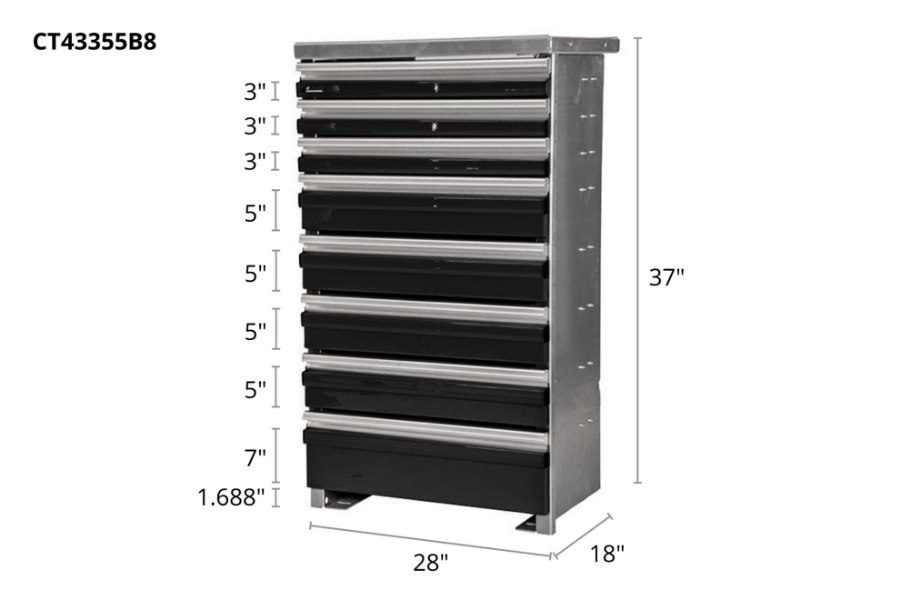 Picture of CTech 8 Drawer Black Toolbox Systems