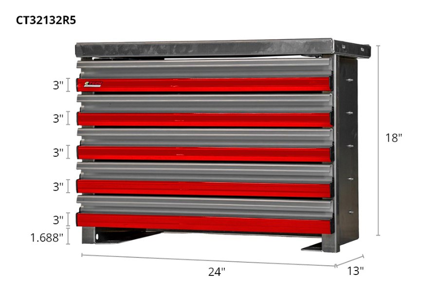 Picture of CTech 5 Drawer Red Toolbox Systems