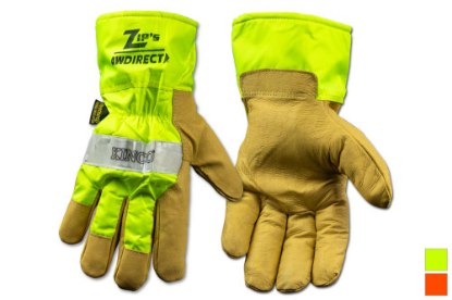 Picture of Zip's Hi-Vis Insulated Pigskin Reflective Gloves