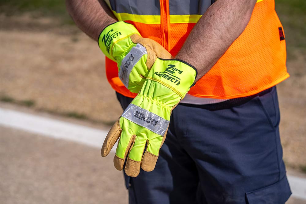 Picture of Zip's Hi-Vis Pigskin Reflective Gloves