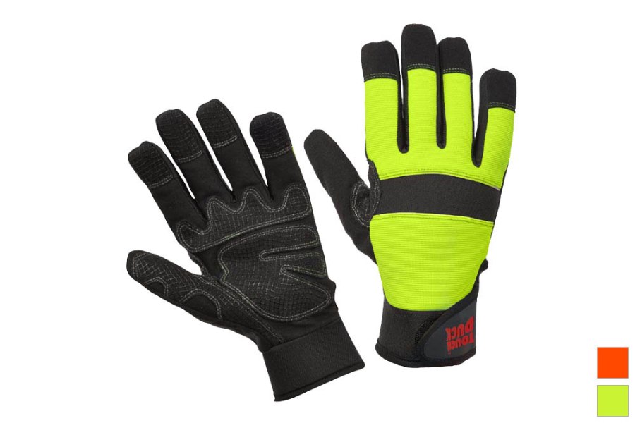 Picture of Tough Duck Hi-Vis Precision Glove, L, Black/Yellow