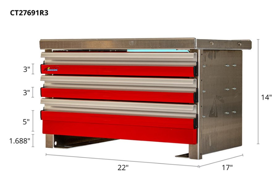 Picture of CTech 3 Drawer Red Toolbox Systems