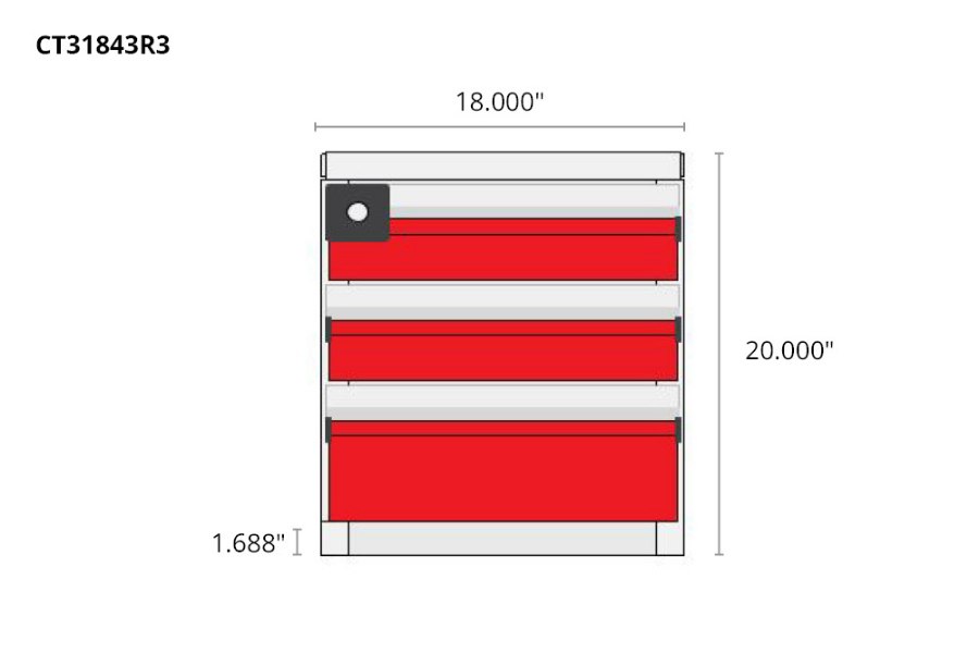 Picture of CTech 3 Drawer Red Toolbox Systems