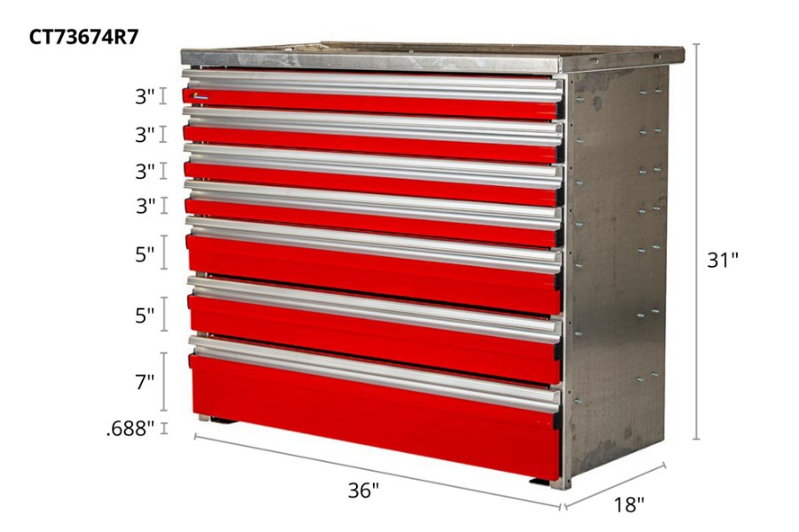 Picture of CTech 7 Drawer Red Toolbox Systems