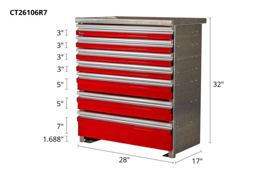 Picture of CTech 7 Drawer Red Toolbox Systems