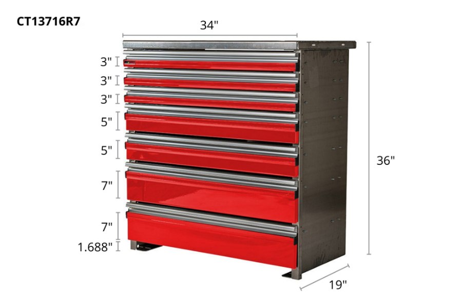 Picture of CTech 7 Drawer Red Toolbox Systems