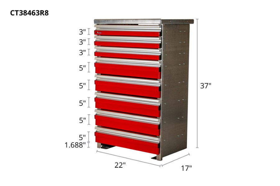 Picture of CTech 8 Drawer Red Toolbox Systems