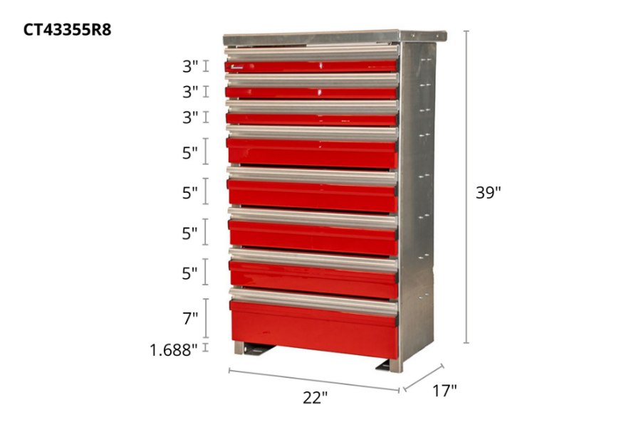 Picture of CTech 8 Drawer Red Toolbox Systems