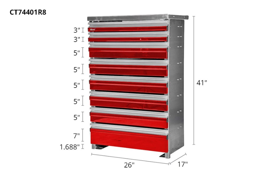 Picture of CTech 8 Drawer Red Toolbox Systems