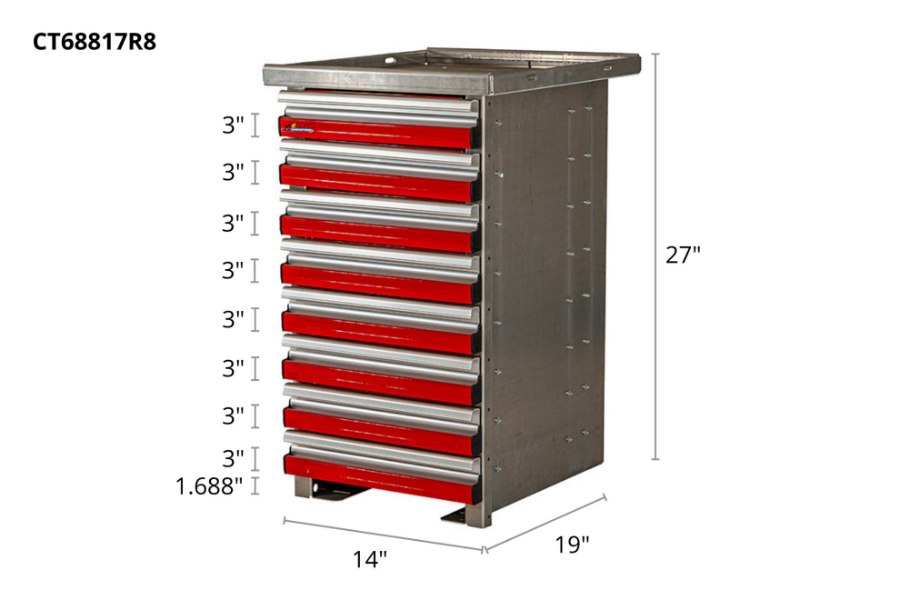 Picture of CTech 8 Drawer Red Toolbox Systems