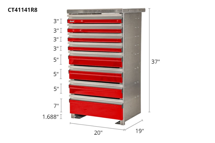 Picture of CTech 8 Drawer Red Toolbox Systems