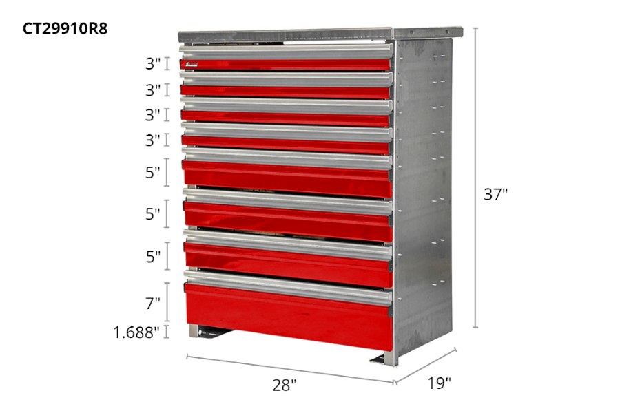 Picture of CTech 8 Drawer Red Toolbox Systems