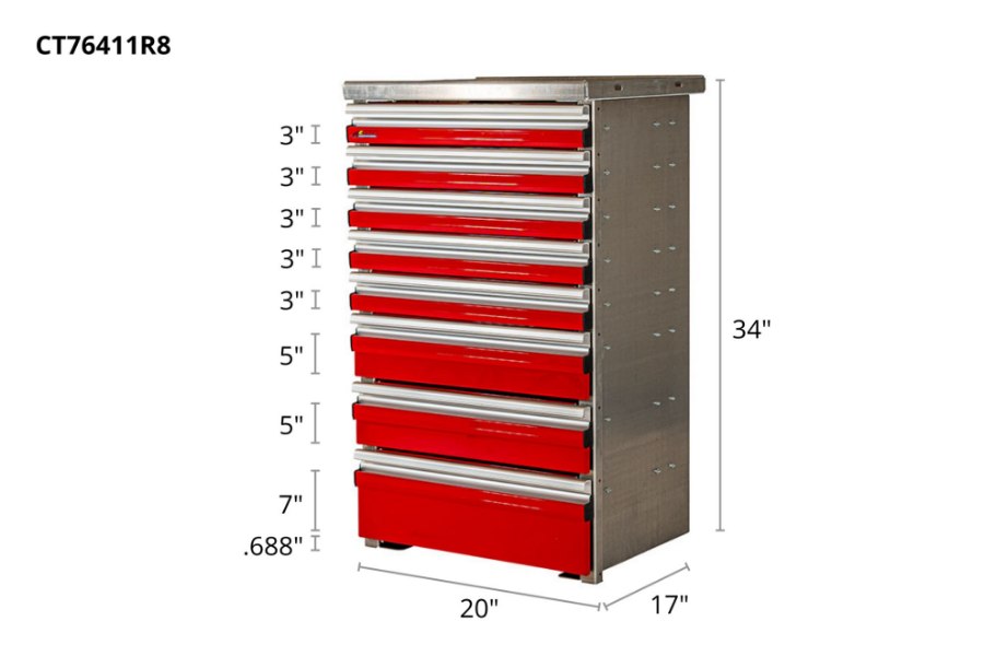 Picture of CTech 8 Drawer Red Toolbox Systems