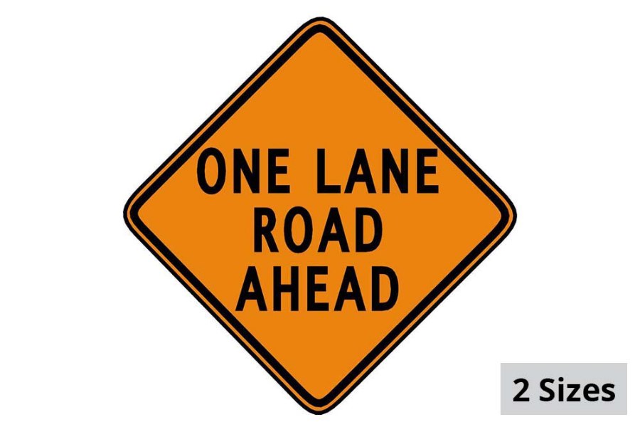 Picture of Sign and Safety Equipment Orange "One Lane Road Ahead" Roll-Up Sign