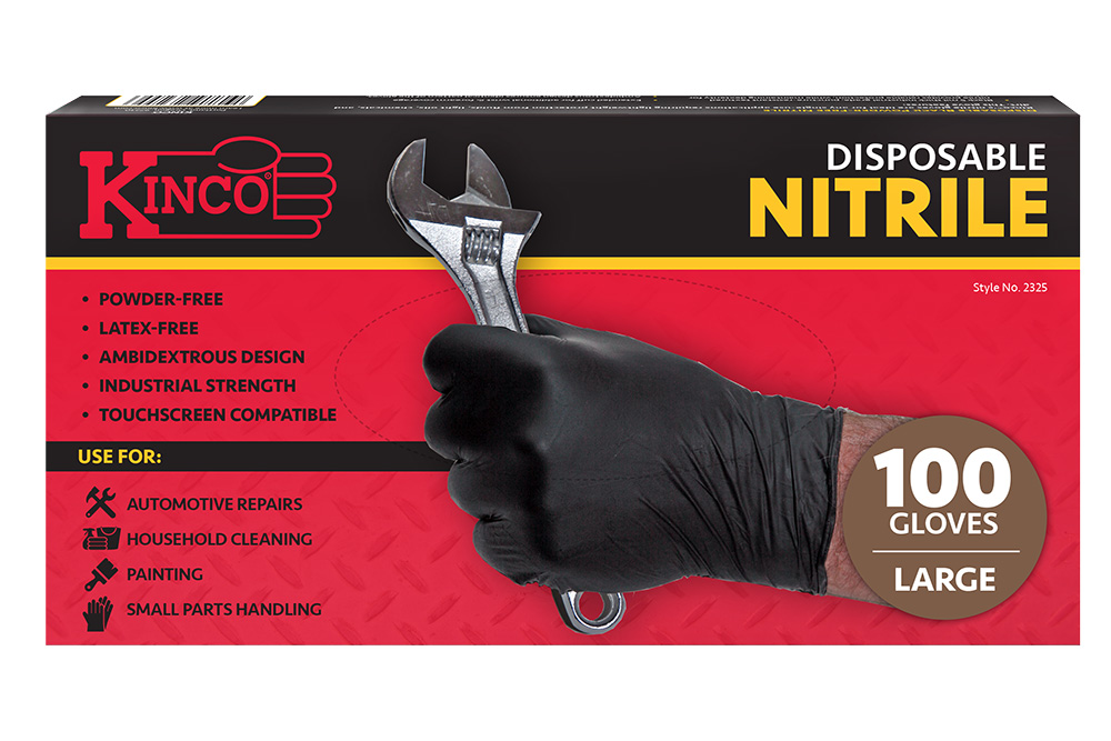 Picture of Kinco Disposable Black Powder-Free 5 Mil Nitrile Gloves