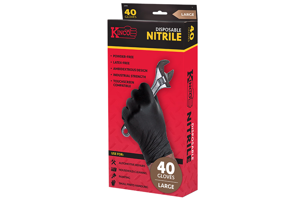 Picture of Kinco Disposable Black Powder-Free 5 Mil Nitrile Gloves