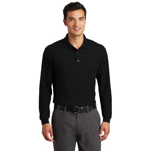 Picture of Port Authority Silk Touch Long Sleeve Polo with Pocket