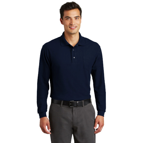 Picture of Port Authority Silk Touch Long Sleeve Polo with Pocket