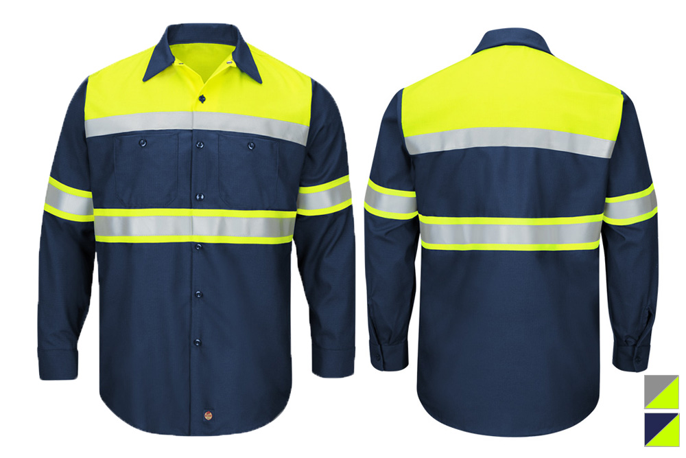Picture of Red Kap Hi-Visibility Colorblock Ripstop Long Sleeve Work Shirt