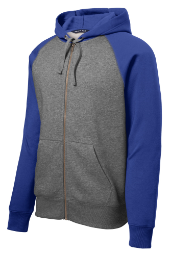 Picture of Sport-Tek Raglan Colorblock Full-Zip Hooded Fleece Jacket