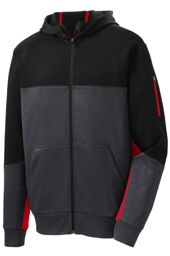 Picture of Sport-Tek Tech Fleece Colorblock Full-Zip Hooded Jacket
