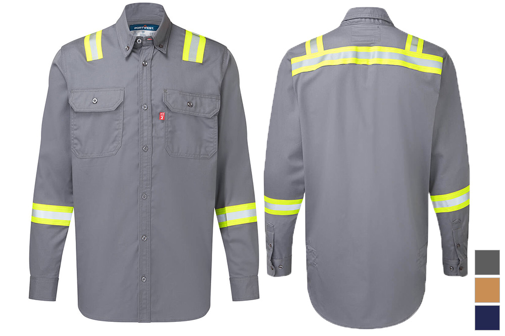 Picture of Portwest Bizflame 88/12 FR Long Sleeve Button Down Shirt