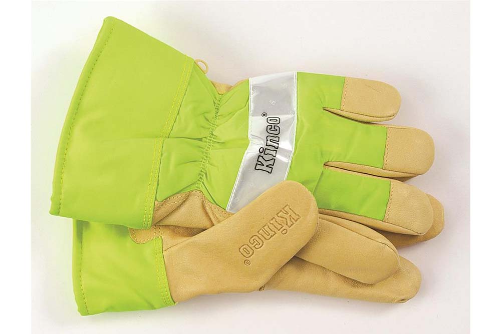 Picture of KINCO Hi-Vis Thermal Lined Green Grain Pigskin Palm with Safety Cuff Gloves