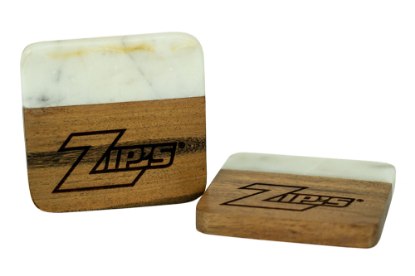 Picture of Zip's Branded Wood and Marble Coaster Set