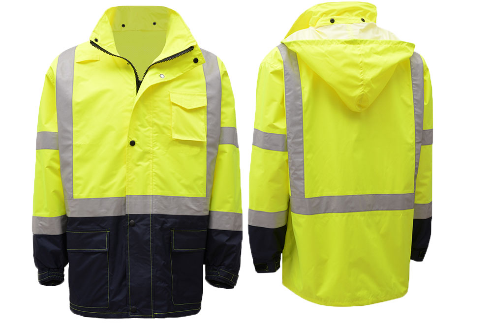 Picture of GSS Safety Premium Class 3 Hooded Rain Jacket with Black Bottom