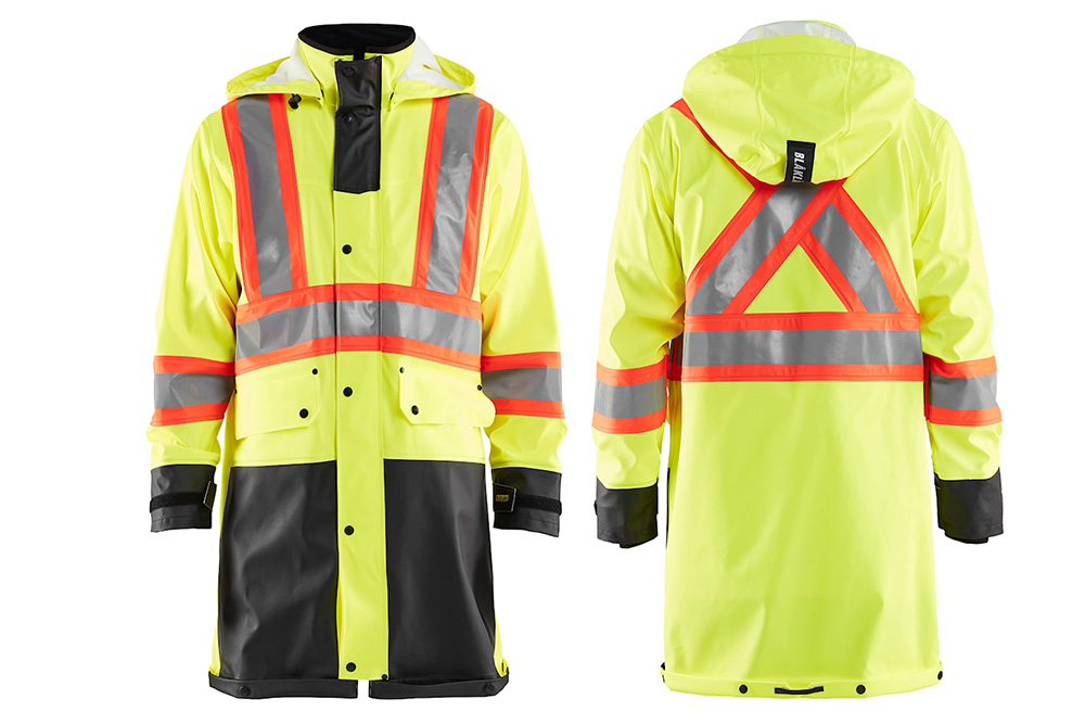 Picture of Blaklader Hi-Vis Long Rain Coat with Contracting Tape